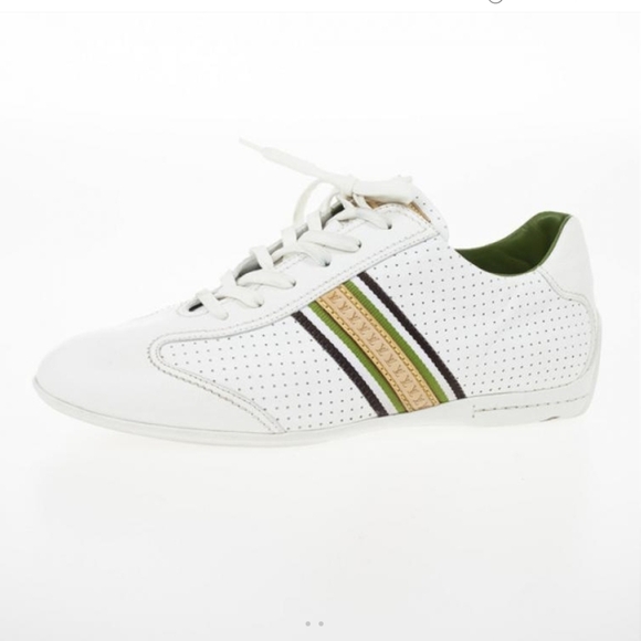 Louis Vuitton White Perforated Leather Bastia Sneakers Size Mens 7 - Picture 1 of 15